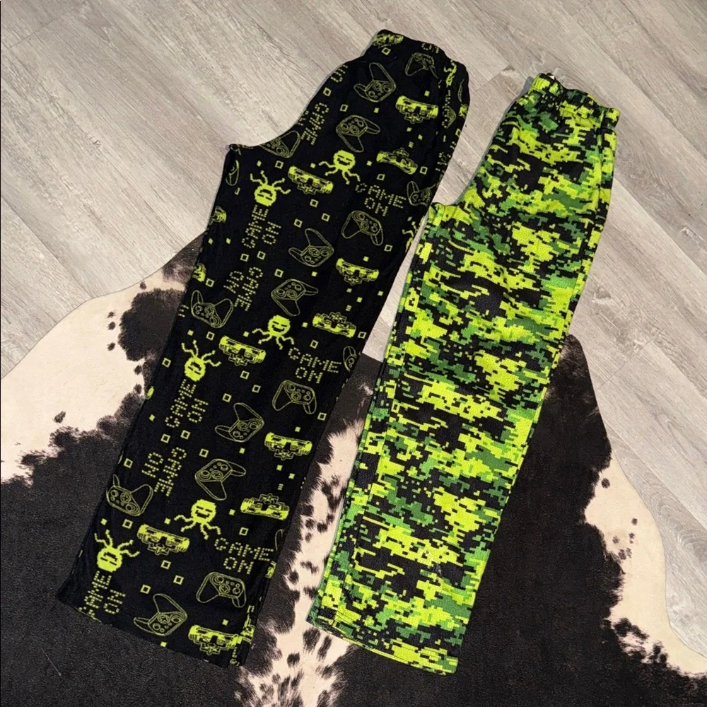 💚Boys Green Gamer Pajama Pants(Set:2)•Size:X-Large(14-16)💚